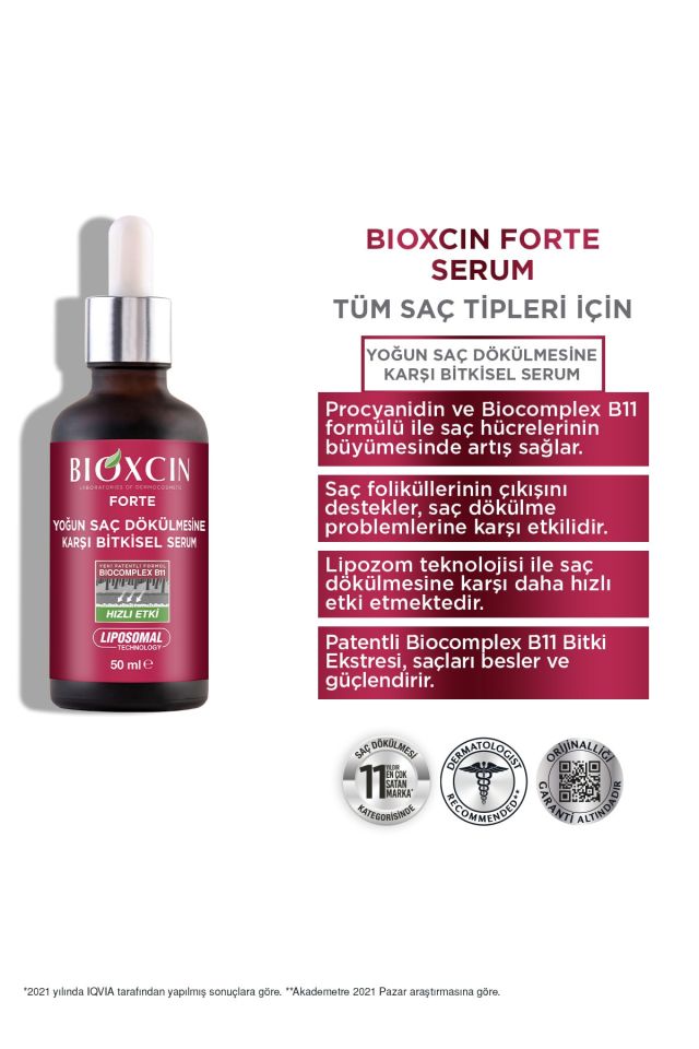 Forte Yoğun Saç Dökülmesine Karşı Bitkisel Saç Serumu 3 X 50 ml Lipozom Teknolojisi