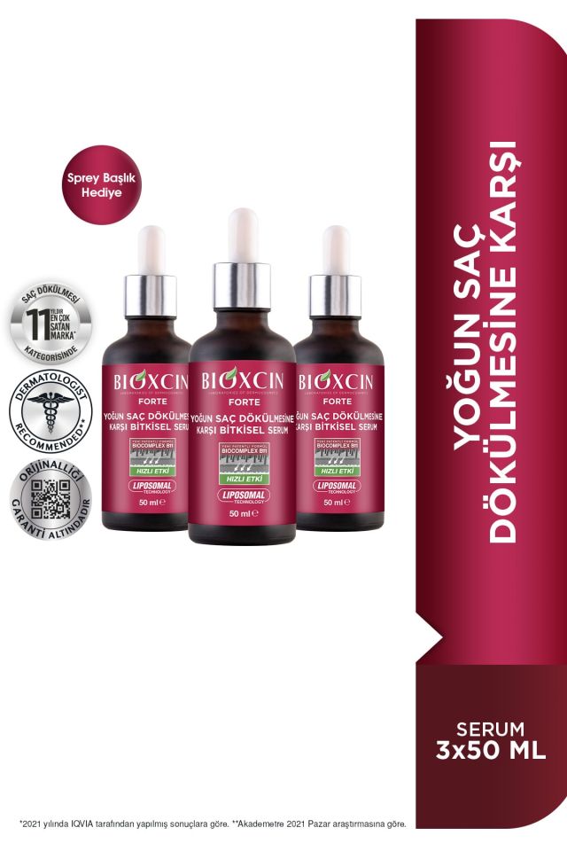 Forte Yoğun Saç Dökülmesine Karşı Bitkisel Saç Serumu 3 X 50 ml Lipozom Teknolojisi