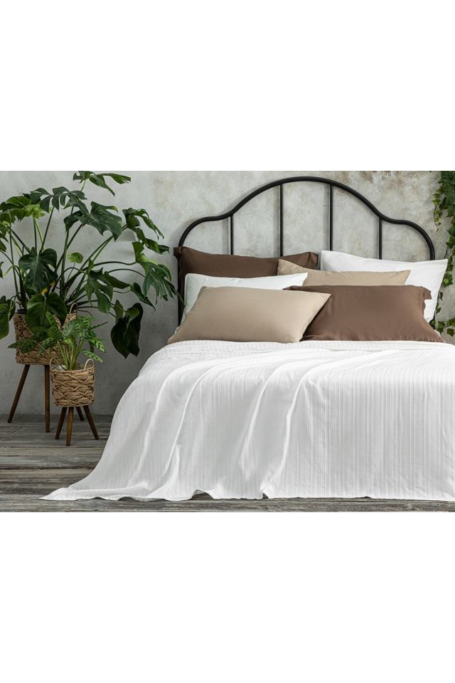 Chain Rope Jacquard Double Pique 200x220 Cm White