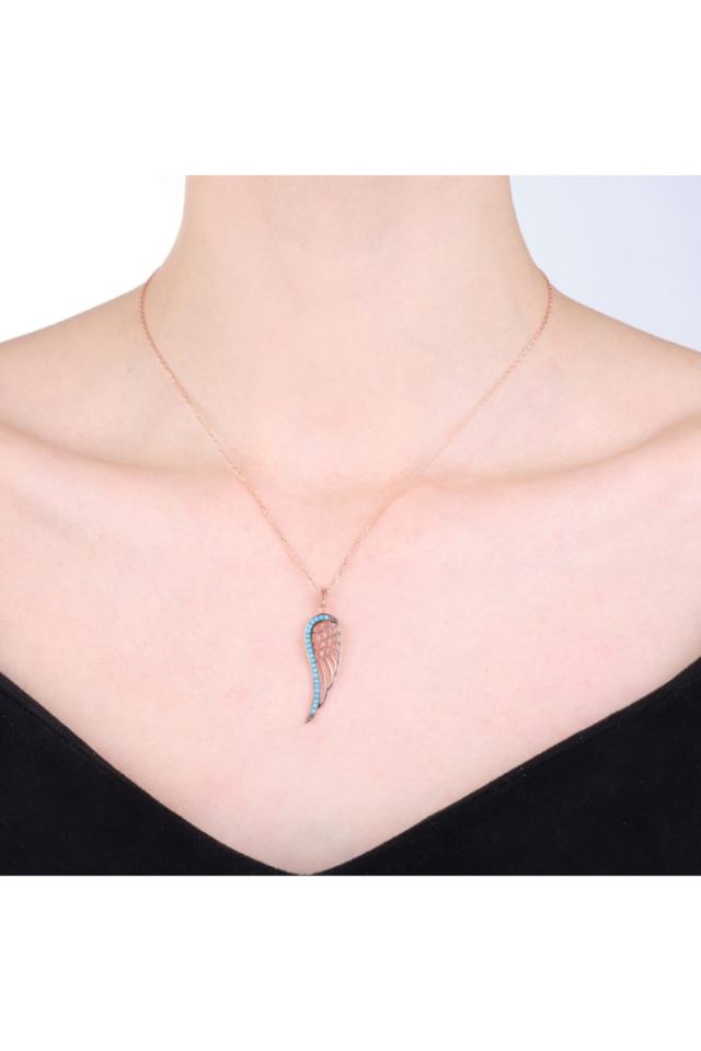 Angel Wing Silver Women's Necklace Model
