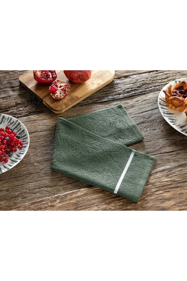 Strip Cotton Drying Towel 30x50 Cm Green