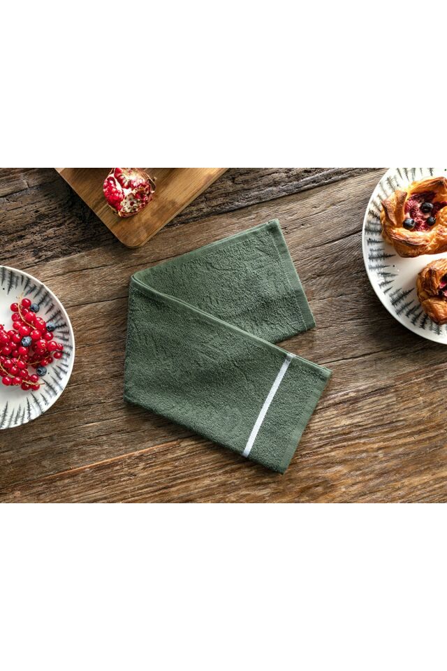 Strip Cotton Drying Towel 30x50 Cm Green