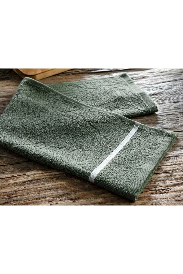 Strip Cotton Drying Towel 30x50 Cm Green