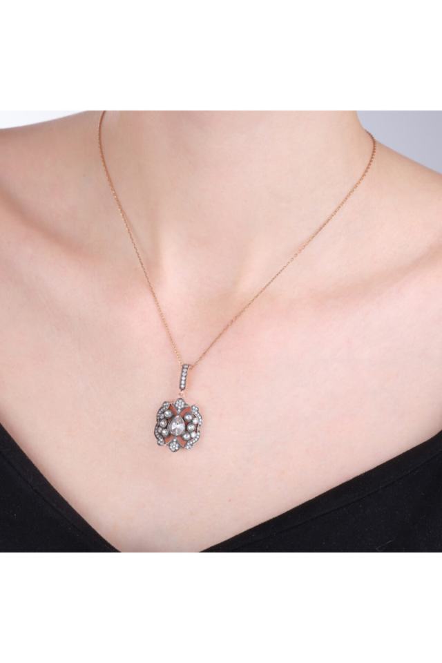 Diamond Mounted Silver Women's Set