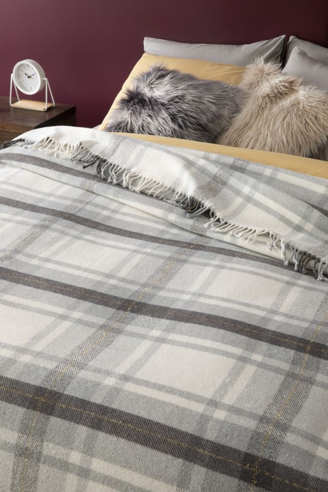 Halden Simli Pamuklu Çift Kişilik Battaniye 200x220 Cm Gri