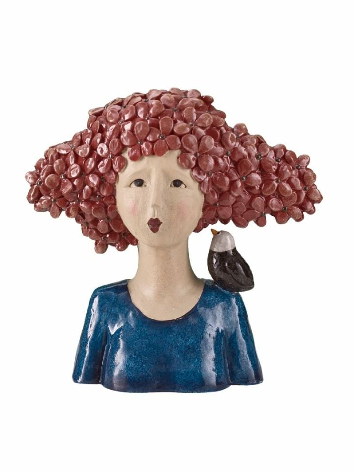 Kuşlu Kız Resin Dekoratif Obje