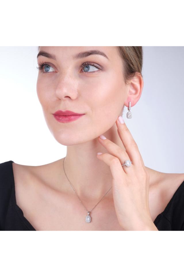 Baguette Stone Silver Female Set Model