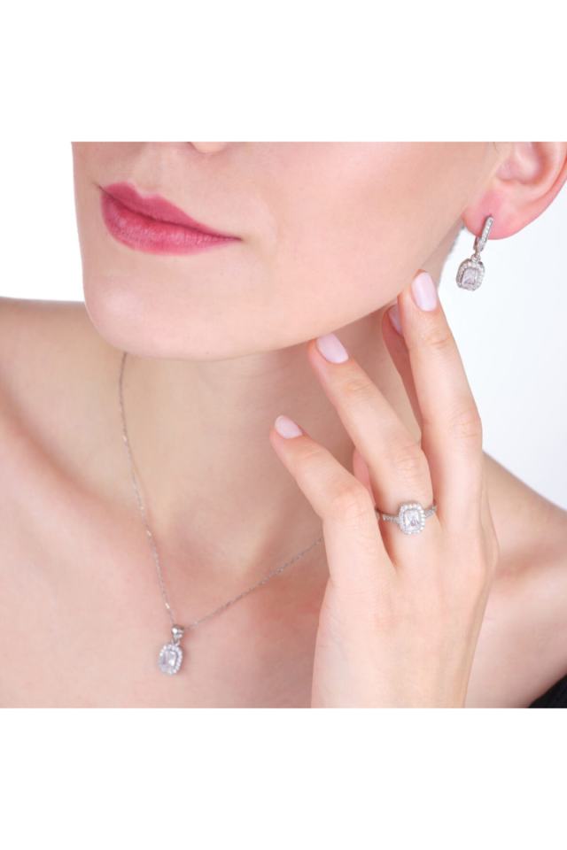 Baguette Stone Silver Female Set Model