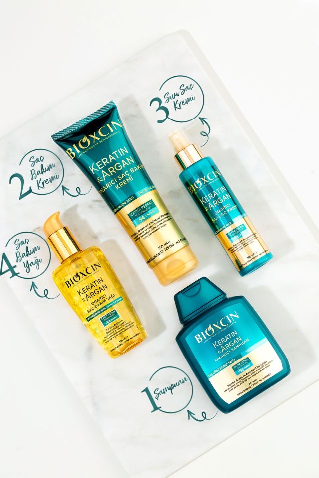 Collagen & Biotin Hacim Şampuanı 300ml + Biotin 5000 mg 60 tablet + Keratin Argan Saç Bakım Yağı