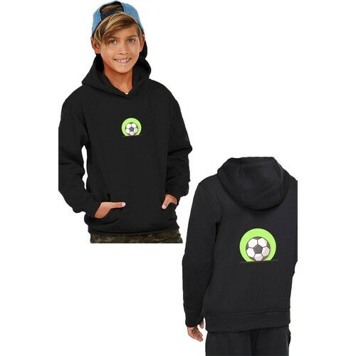 Hero Design Soccer Ball Kids Sweatshirt Hooded Front Back Printed