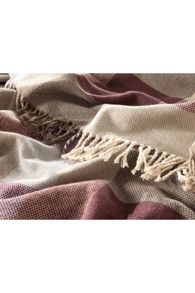 Madras Check Cotton Double Blanket 200x220 Cm Purple – Beige
