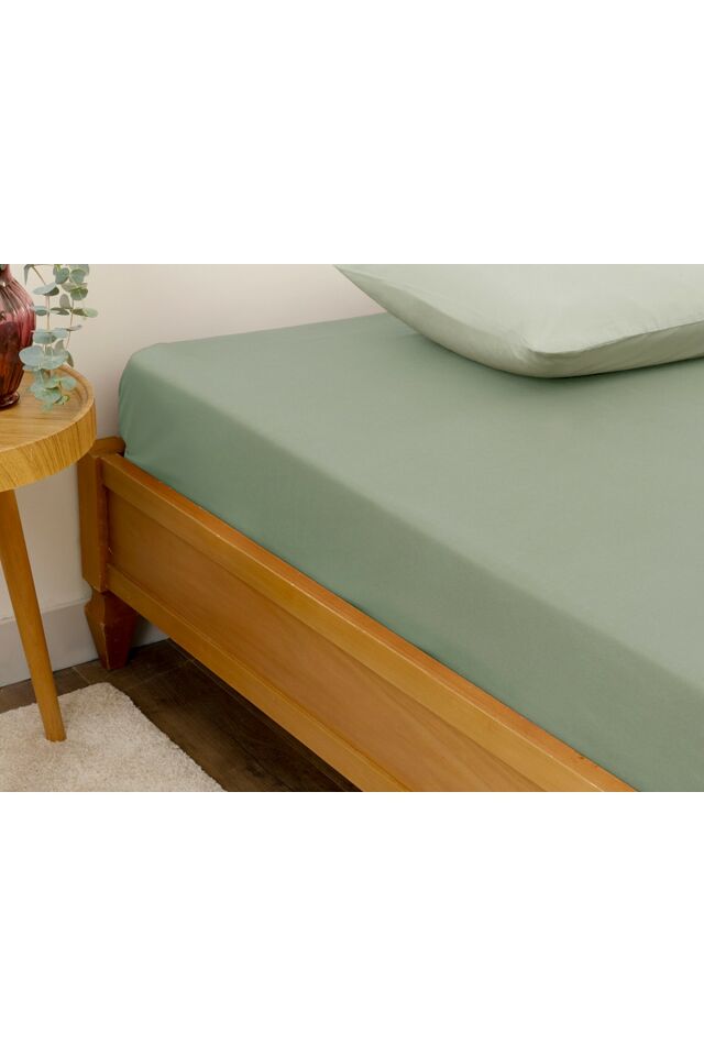 Plain Cotton Single Bed Sheet 160x240 Cm Green