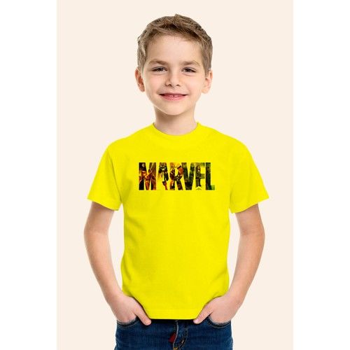 Marvel Baskılı Sarı Çocuk T-Shirt