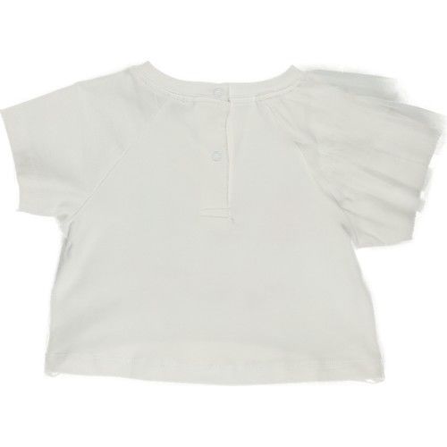 Kız Bebek Kolu Tül Detaylı Kısa Kollu T-Shirt