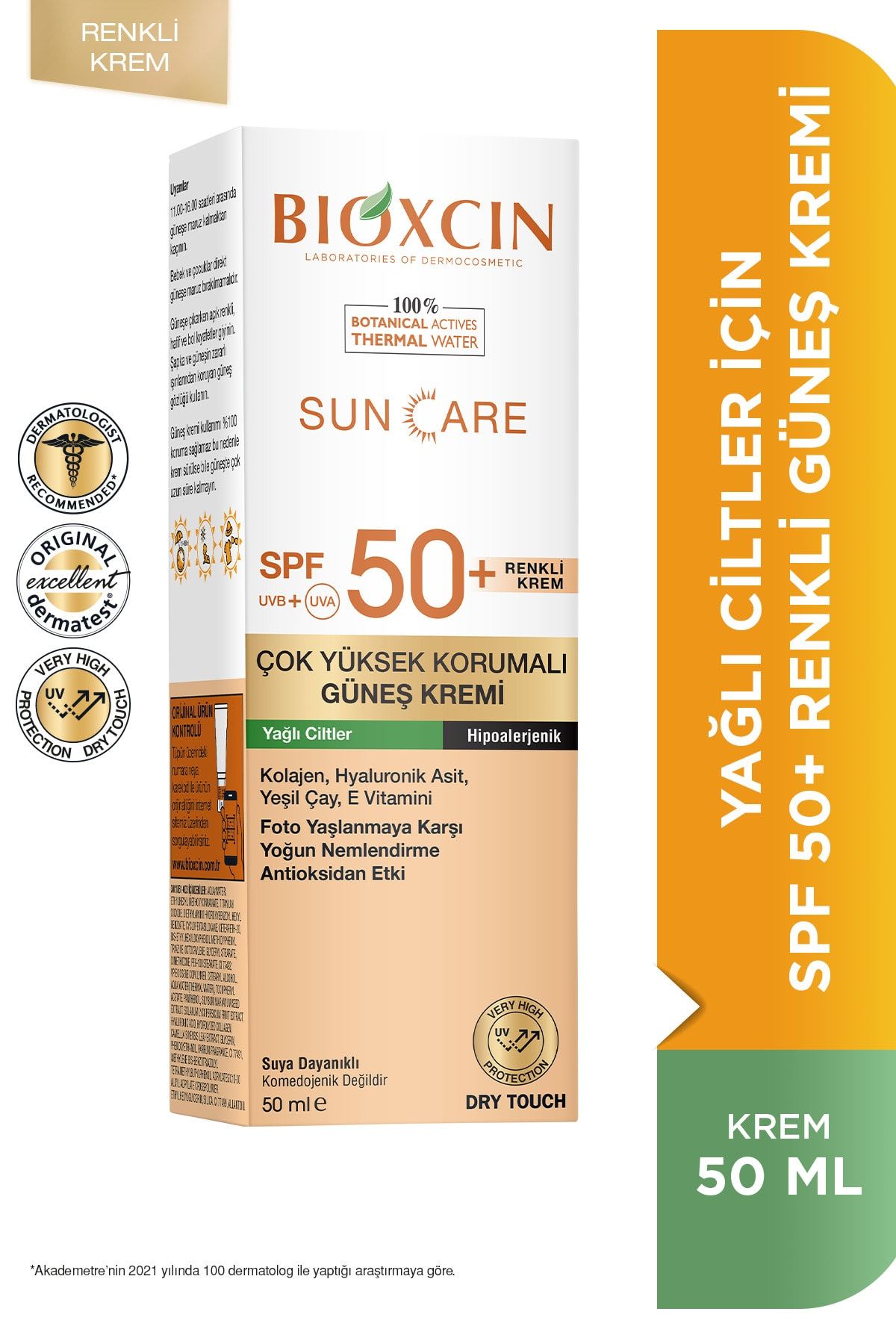 Sun Care Very High Protection Tinted Sunscreen for Oily Skin Tinted Spf 50+ 50 Ml