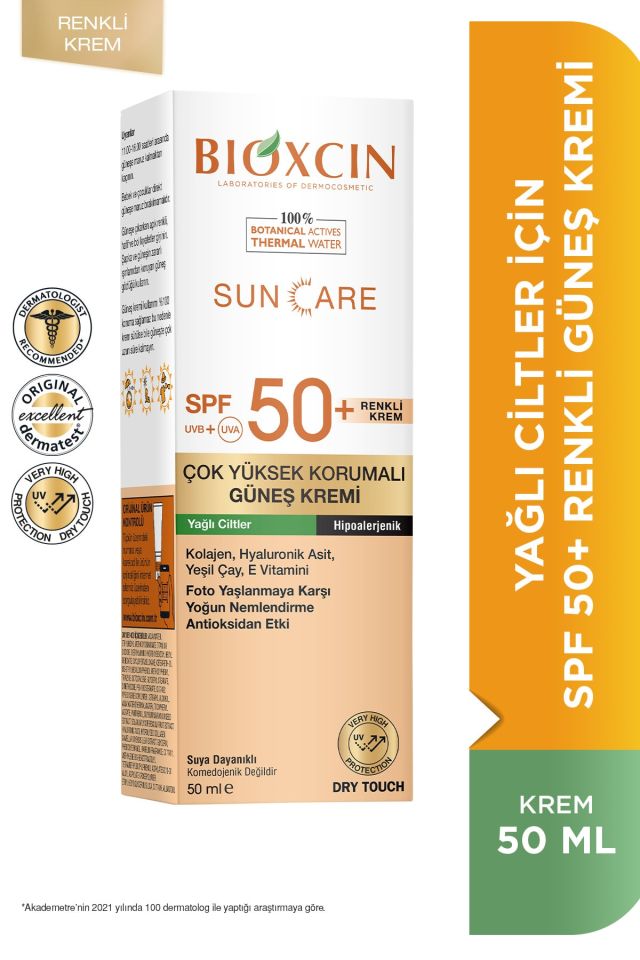 Sun Care Very High Protection Tinted Sunscreen for Oily Skin Tinted Spf 50+ 50 Ml