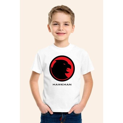 Hawkman Printed White Kids T-Shirt