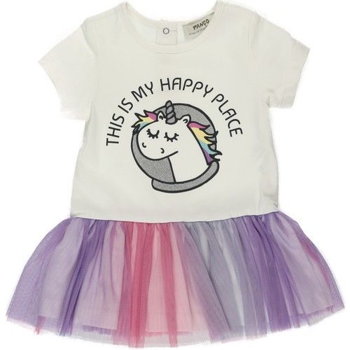 Kız Bebek Unicorn Baskılı Tüllü Elbise