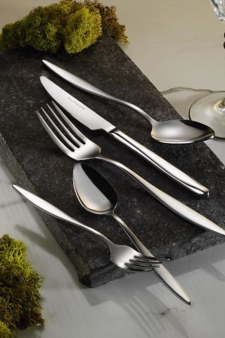 Kütahya Porcelain Timeless 60 Piece Fork Spoon Knife Set for 12 Persons Plain