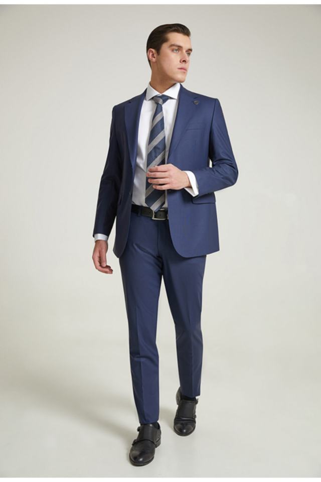 Regular Fit Lacivert Düz Takım Elbise