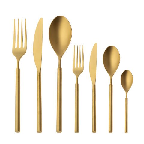 Jumbo 6000 Roller Full Matte Gold 84 Piece Cutlery Set for 12 Persons