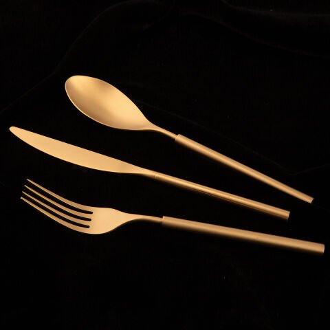Jumbo 6000 Roller Full Matte Gold 84 Piece Cutlery Set for 12 Persons