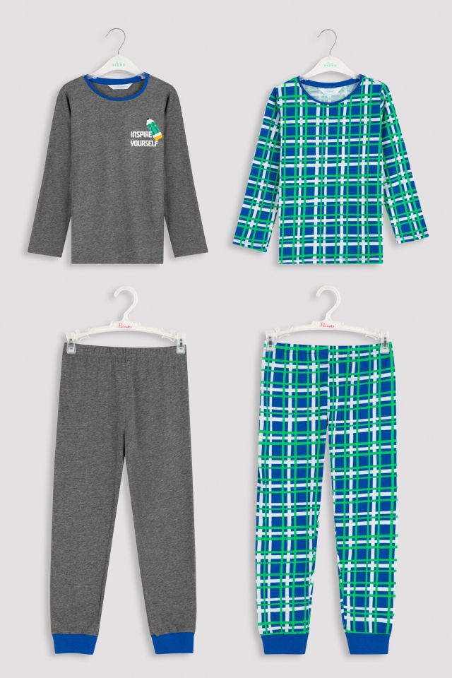 Çok Renkli Boys Pencil 2li Pijama Takımı
