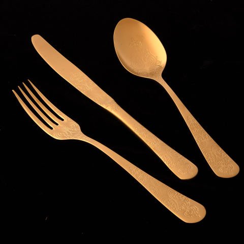 Jumbo Antique Titanium Matte Gold 84 Piece Cutlery Set for 12 Persons
