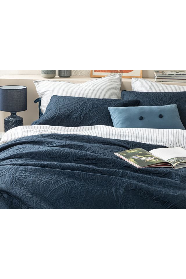 Easton Çok Amaçlı Çift Kişilik Yatak Örtüsü Takımı 200x220 Cm Lacivert