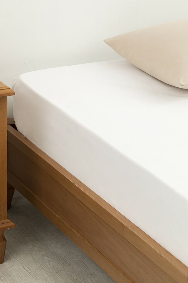 Plain 2 Cotton Intermediate Size Elastic Bed Sheet 140X200 Cm White