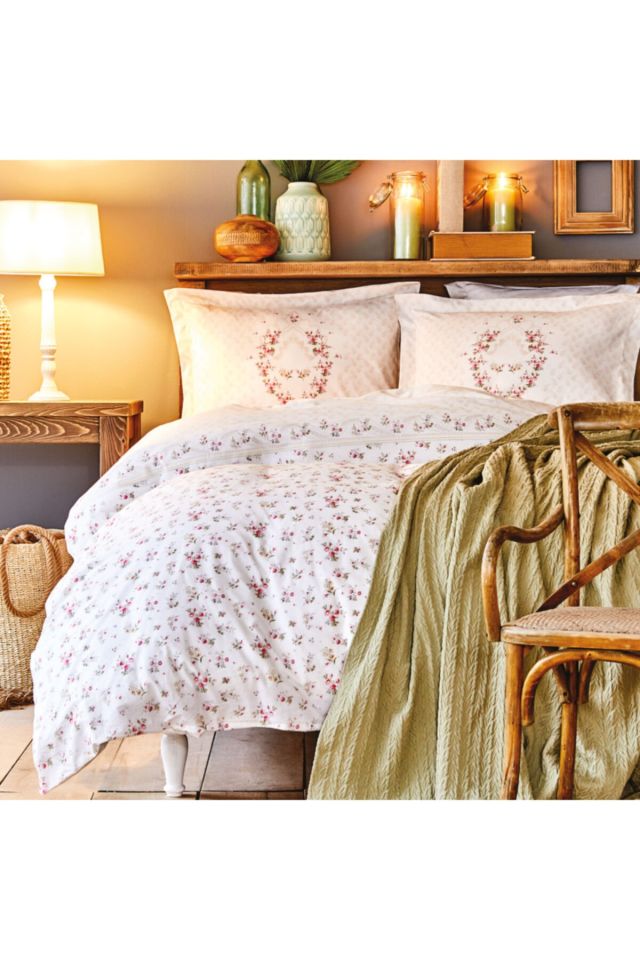 Sonya Green 100% Cotton Double Duvet Cover Set