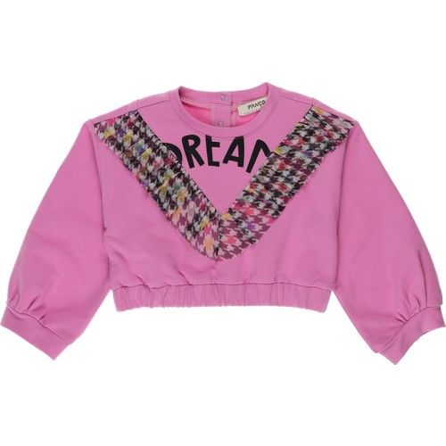 Kız Bebek Kazayağı Desenli Tül Detaylı Sweatshirt