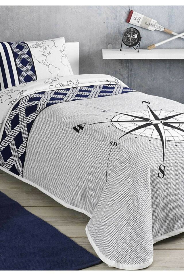Navi Navy Blue Single Pique Set