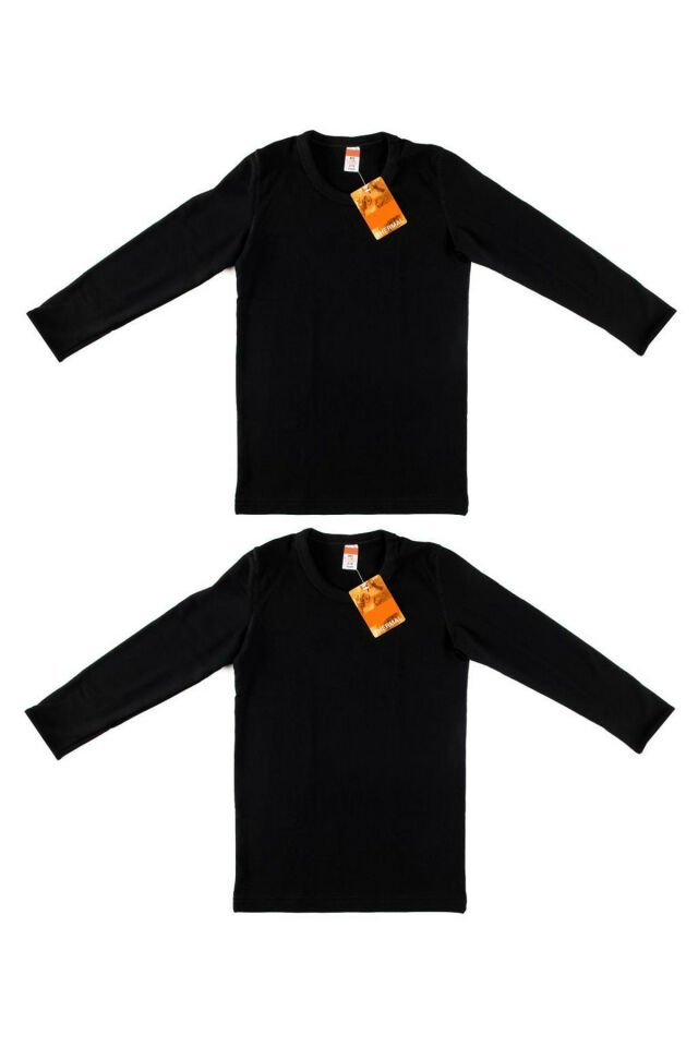 Boy Black 2-Pack Thermal Long Sleeve Undershirt