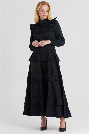 Pleat Frilly Dress