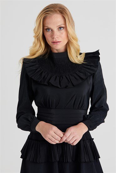 Pleat Frilly Dress
