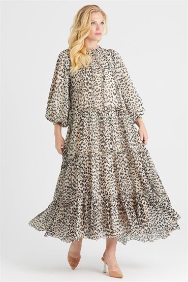 Leopar Desenli Elbise