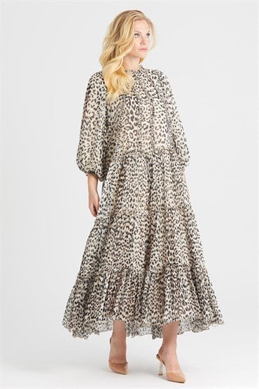 Leopar Desenli Elbise