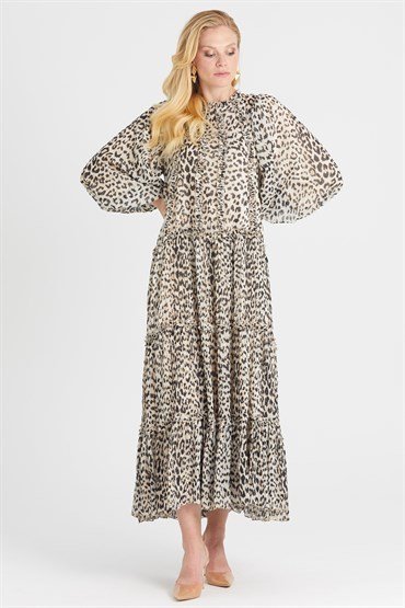 Leopar Desenli Elbise