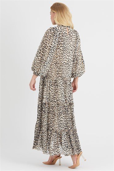 Leopar Desenli Elbise