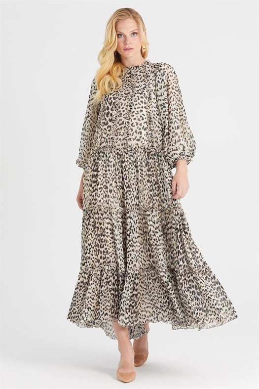 Leopar Desenli Elbise