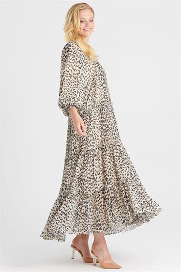 Leopar Desenli Elbise