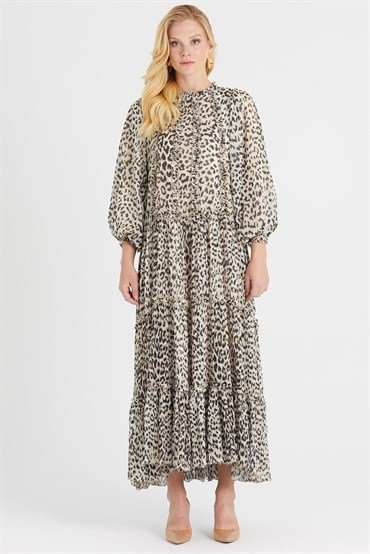 Leopar Desenli Elbise