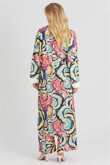 Patterned Kimono Suit SAX RED