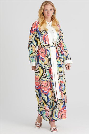 Patterned Kimono Suit SAX RED