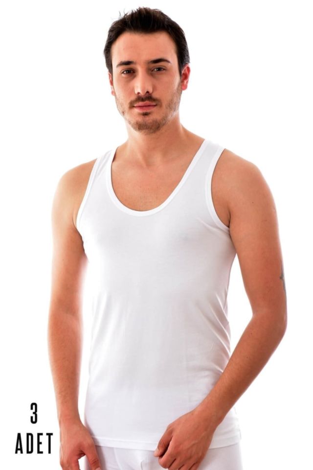 Men's White 3 Piece Elite Modal Elasthan Singlet