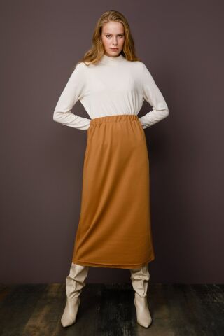 Ghisa Side Stitched Skirt CAMEL