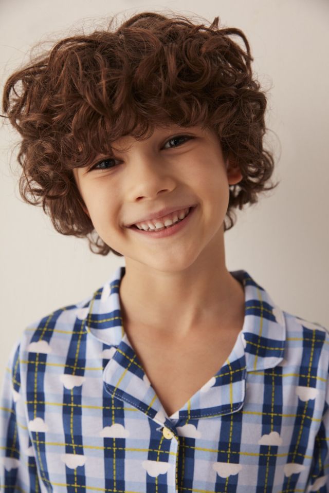 Boys Cloud Check 2-Pajama Shirt Pajama Set