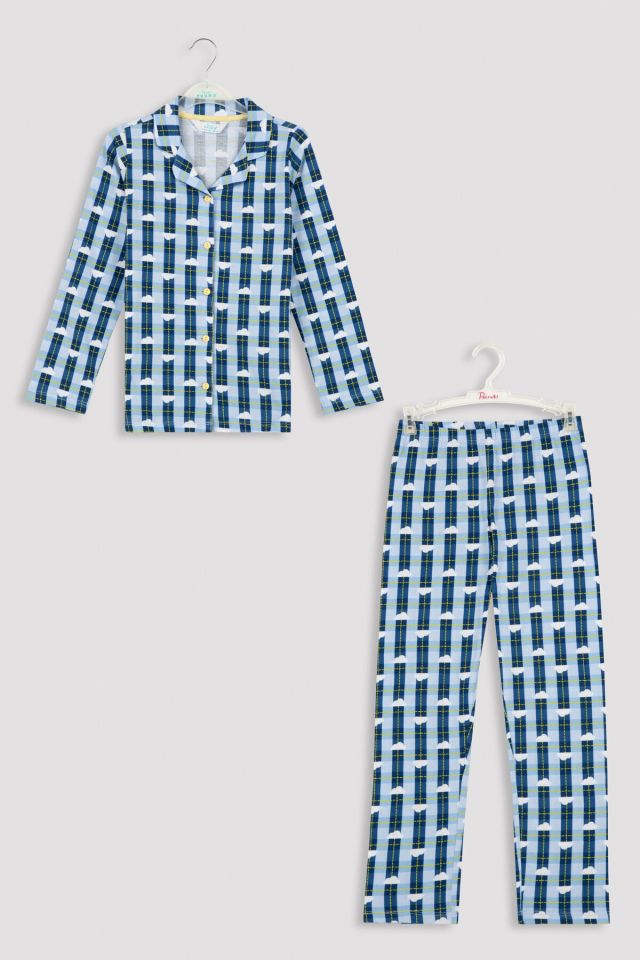 Boys Cloud Check 2-Pajama Shirt Pajama Set