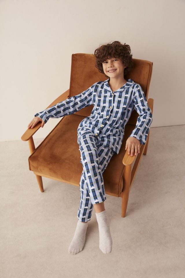 Boys Cloud Check 2-Pajama Shirt Pajama Set